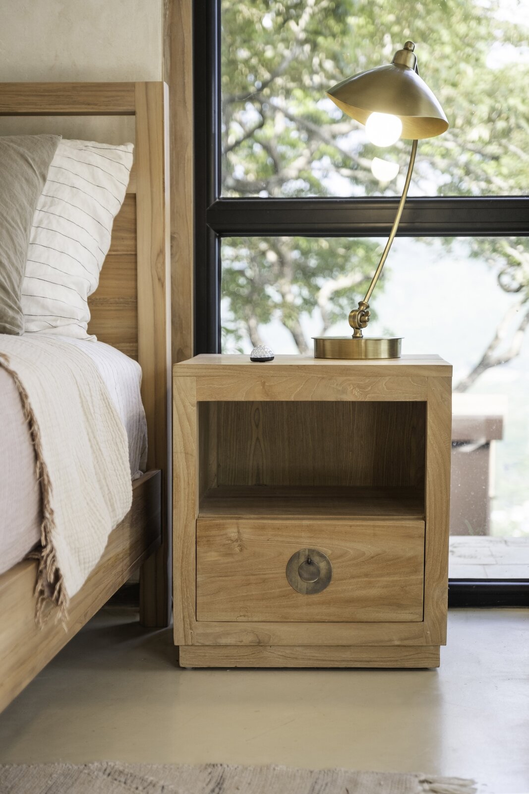 Open timber shelving